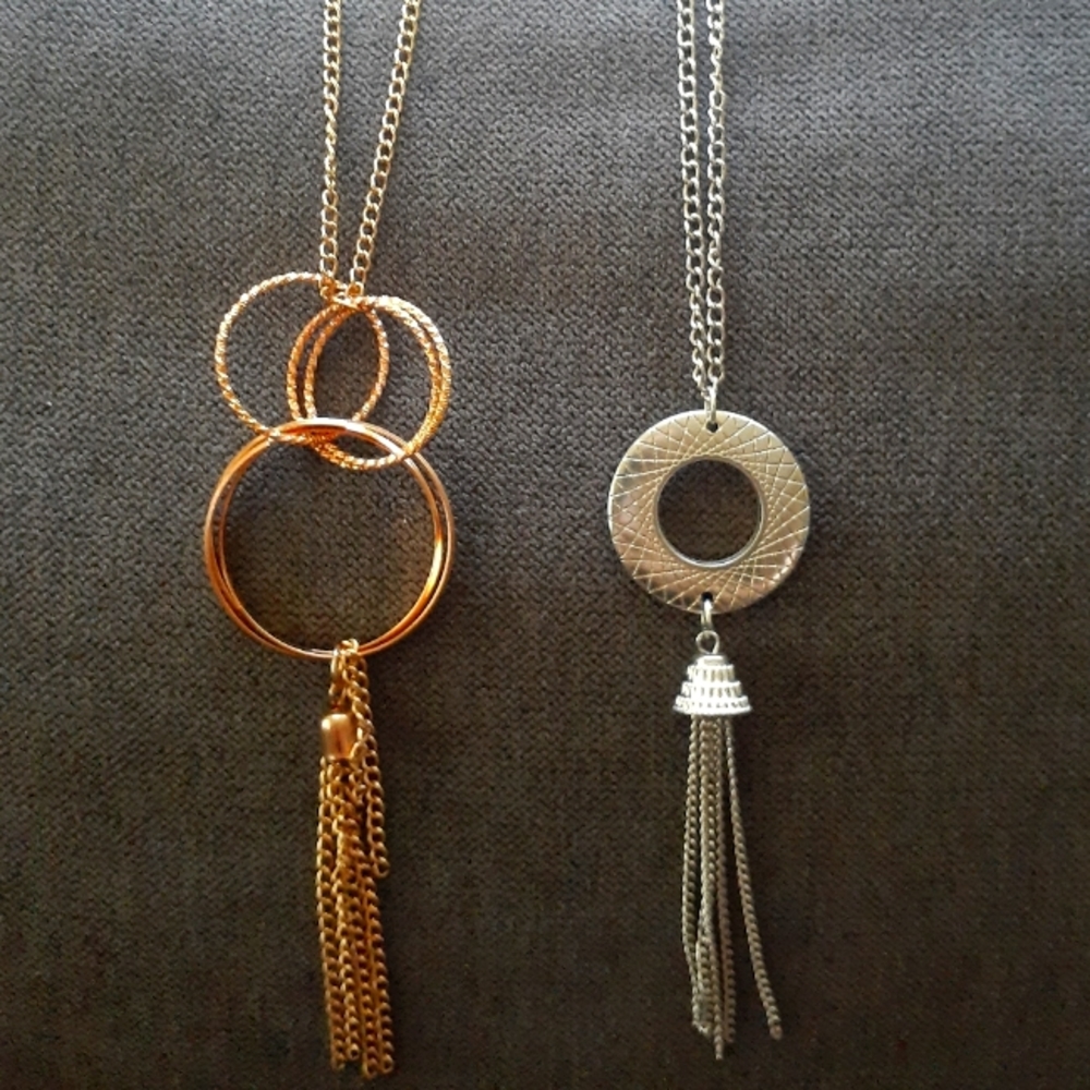 2 Long Dangling Necklaces Beautiful NWOT